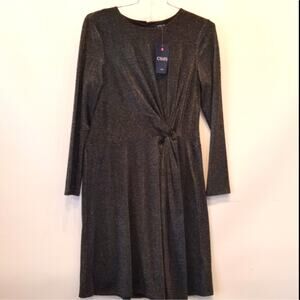 Chaps New Black Stretch Dress‎ Office Party Dress Women's Size 12